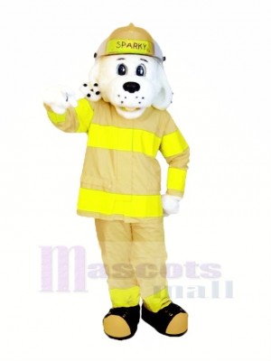 Sparky le Feu Chien avec Kaki bronzer Costume NFPA Mascotte Costume