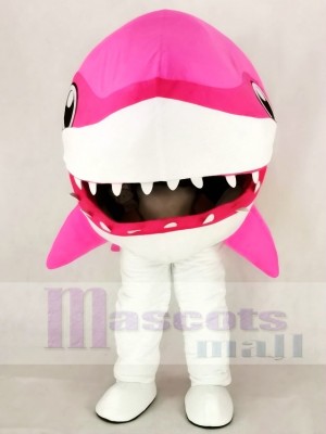 Mignonne Rose Baleine Requin Mascotte Costume Dessin animé