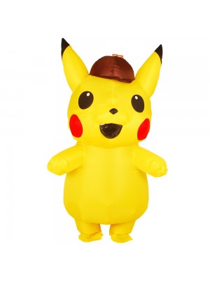Jaune Pikachu avec Chapeau Gonflable Costume Air Coup en haut Cosplay Combinaison pour Adulte/enfant