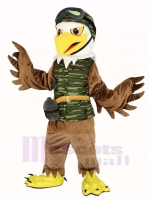 Cool marron Aigle dans Camouflage Gilet Mascotte Costume