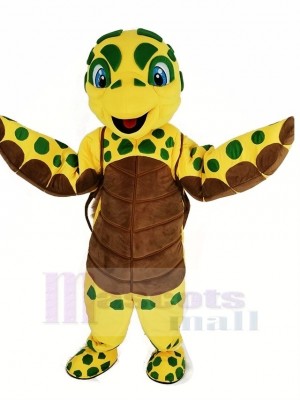 marron et Jaune Mer Tortue Mascotte Costume