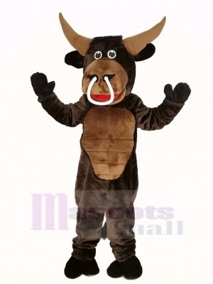 marron Muscle Taureau Mascotte Costume Animal