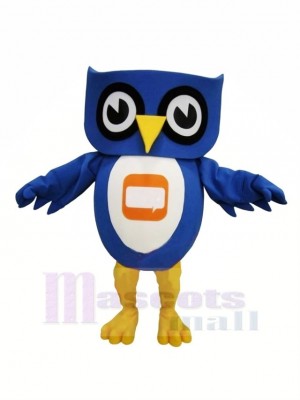 Charmant Bleu Hibou Mascotte Costume Pas cher