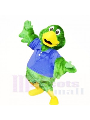 vert Perroquet avec Bleu Chemise Costumes De Mascotte École