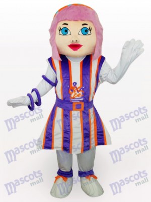 Costume de mascotte adulte pourpre fille cheveux Cartoon