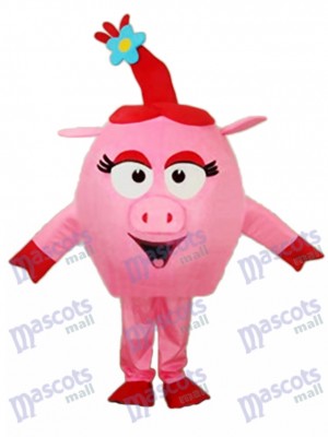 Déguisement de mascotte ronde de cochon rouge Animal