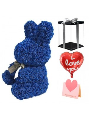 Bleu Lapin Rose Fleur Lapin Meilleur cadeau pour la fête des mères, la Saint-Valentin, les anniversaires, les mariages et les anniversaires
