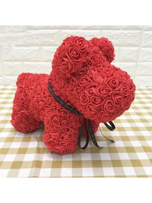 rouge Rose Chiot Chien Fleur Chiot Chien Meilleur cadeau pour la fête des mères, la Saint-Valentin, les anniversaires, les mariages et les anniversaires