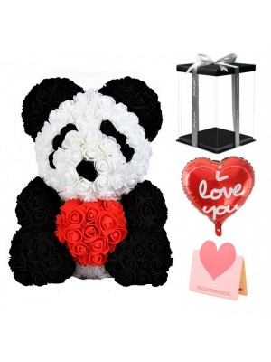 Panda Ours Rose avec Coeur rouge Meilleur cadeau pour la fête des mères, la Saint-Valentin, les anniversaires, les mariages et les anniversaires