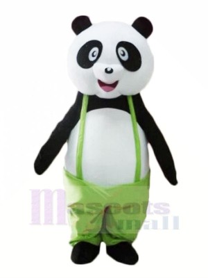 Mignonne Panda dans vert Mascotte Les costumes Pas cher