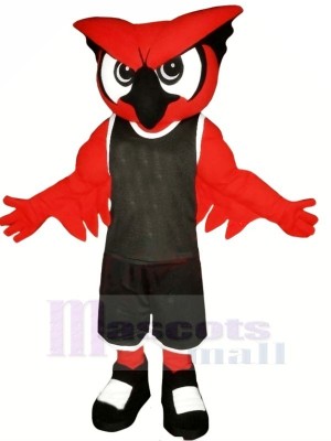 rouge Hibou avec Noir Costume Mascotte  Les costumes