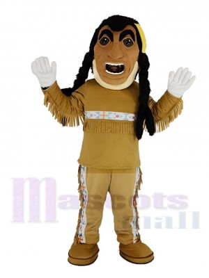 Drôle Jaune Plumes Indien Mascotte Costume