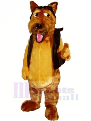 marron Chien avec Noir Gilet Mascotte Les costumes