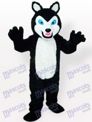 Petit loup noir avec des dents grimaçant Costume de mascotte adulte animal