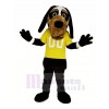 Cool Noir Chien avec Jaune T-shirt Mascotte Costume Animal