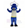 Bleu Muscle Taureau Bœuf Mascotte Costume Animal