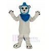 blanc Lion Bleu Poilu Mascotte Costume Animal