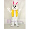 Pâques lapin avec Jaune Gilet Mascotte Costume Dessin animé