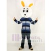 Pâques blanc lapin Mascotte Costume Seulement Tête