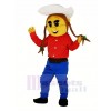 Cowgirl dans rouge Mascotte Costume Gens