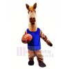Basketball Cheval avec Bleu Gilet Mascotte Les costumes Animal
