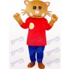 Déguisement de mascotte animal ours rouge en vêtements rouges