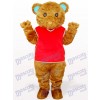 Ours à poils longs brun avec costume de mascotte animaux gilet rouge