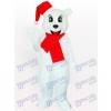 Ours blanc avec costume de mascotte adulte Santa Hat