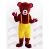 Costume de mascotte drôle ours brun en salopette