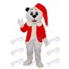 Ours blanc avec un chapeau de Santa Costume de mascotte adulte Animal