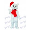 Costume adulte mascotte ours de Noël blanc
