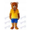 Jaune Shirt Teddy Bear Costume adulte Mascotte