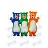 Costume de mascotte bleu et vert et orange ours de famille (trois ours) Animal