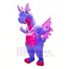 Bleu Dragon avec Violet Ailes Mascotte Les costumes