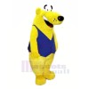 Jaune Ours avec Bleu Gilet Mascotte Les costumes Animal