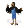 Noir faucon avec Bleu Costume Mascotte Les costumes Animal