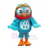 Bleu Hibou avec Des lunettes Mascotte Les costumes Animal