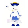 Mignonne Bleu et blanc Vache Mascotte Les costumes Animal
