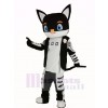 Monsieur Noir Chat dans Noir Manteau Mascotte Costume Dessin animé