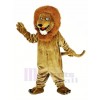 marron Souriant Lion Mascotte Costume Animal