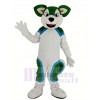 vert et blanc Rauque Chien Fursuit Mascotte Costume Animal