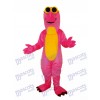 Dinosaure rose avec des lunettes mascotte Costume adulte Animal