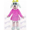 Femme chien en costume fuchsia Costume de mascotte