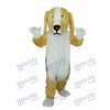 Costume adulte mascotte kaki et blanc chien