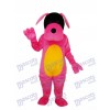 Costume adulte mascotte chien rose