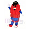 Bleu et rouge Auto Laver Nettoyage Brosser avec Noir Chapeau Mascotte Costume	