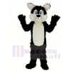 Longue La laine Gros Noir Loup Mascotte Costume Animal