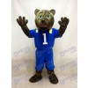 Costume mascotte ours brun foncé UCLA avec gilet