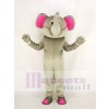 Réaliste gris l'éléphant avec Rose Oreilles Mascotte Costume Dessin animé