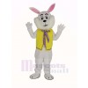 blanc Pâques lapin dans Jaune Gilet Mascotte Costume